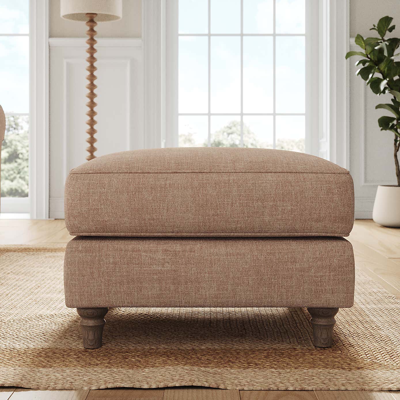 Flori Footstool, Tonal Plush Chenille