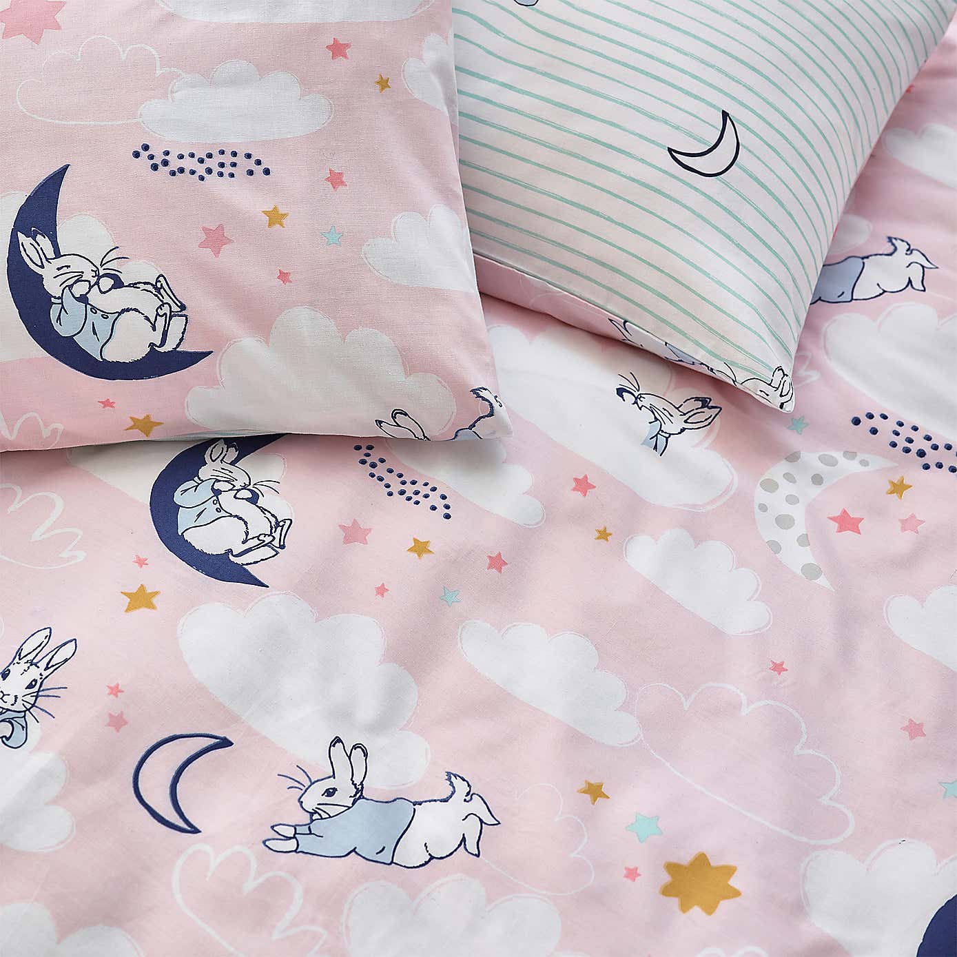 Peter Rabbit Sleepy Head Pink Duvet Cover and Pillowcase Set