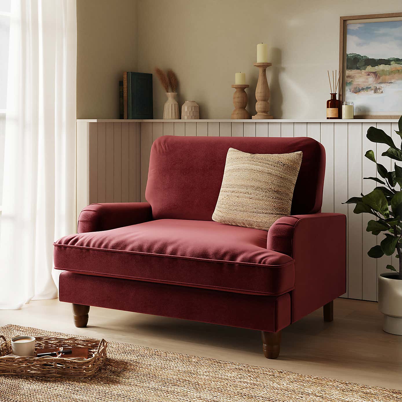 Beatrice Snuggle Sofa, Velvet