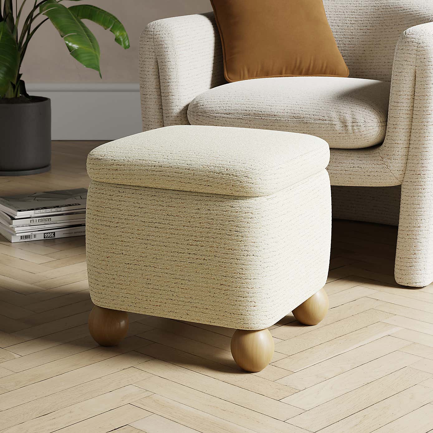 Nylah Boucle Fleck Storage Footstool