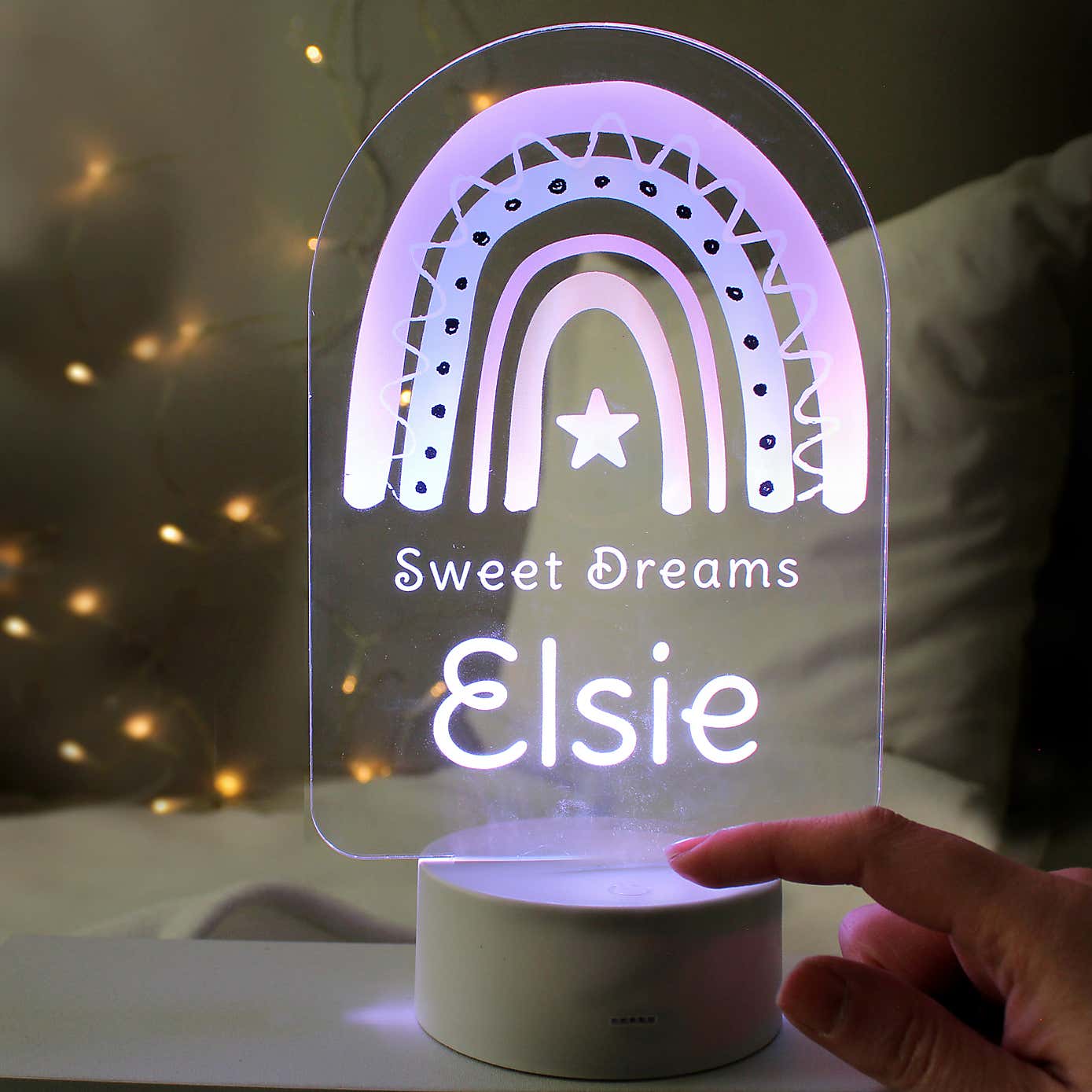 Personalised Pink Rainbow Colour Changing Night LED Light