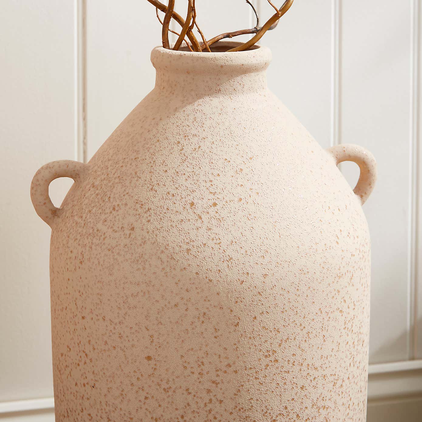 Tall Stone Bottle Vase with Handles