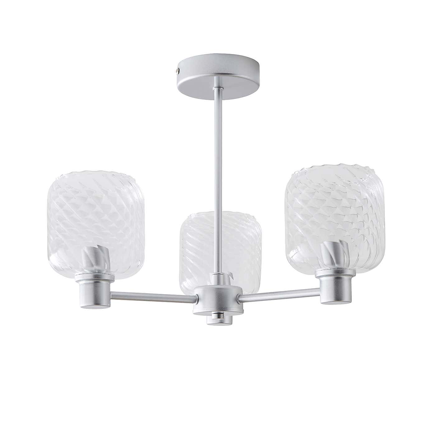 Erika Ribbed 3 Light Semi Flush Ceiling Light