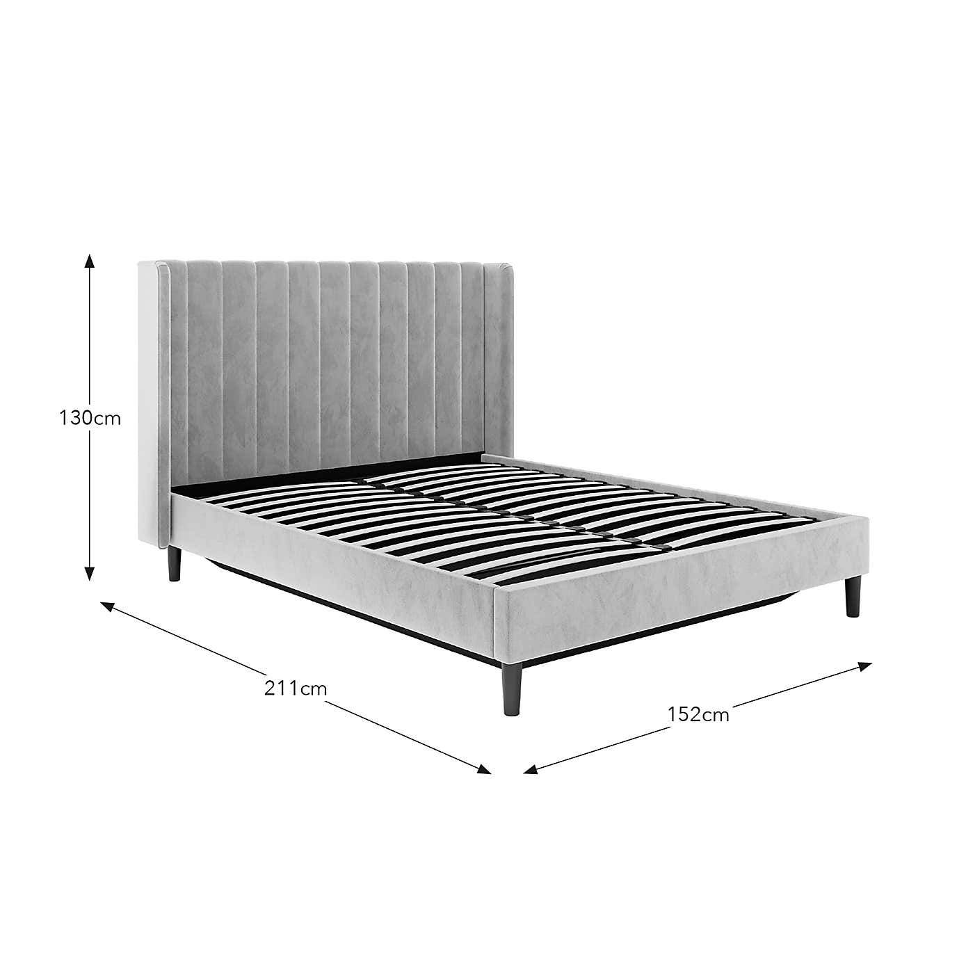 Alara Pleated Velvet Ottoman Bed