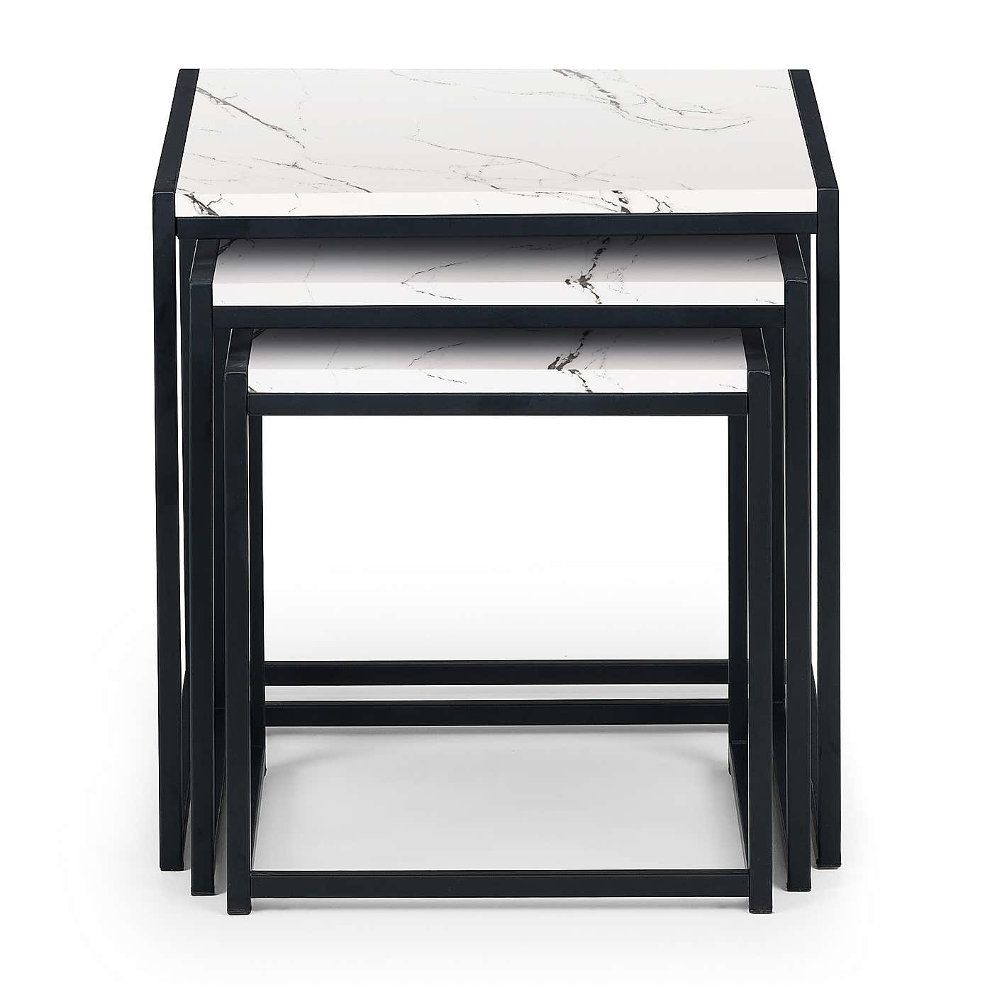Tribeca White Marble Nest of 3 Tables