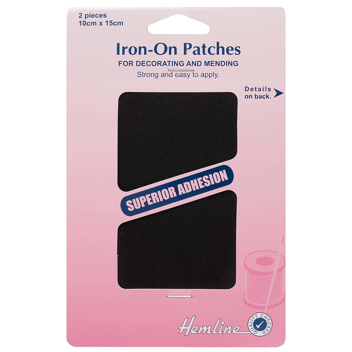Hemline Black Iron-On Patches