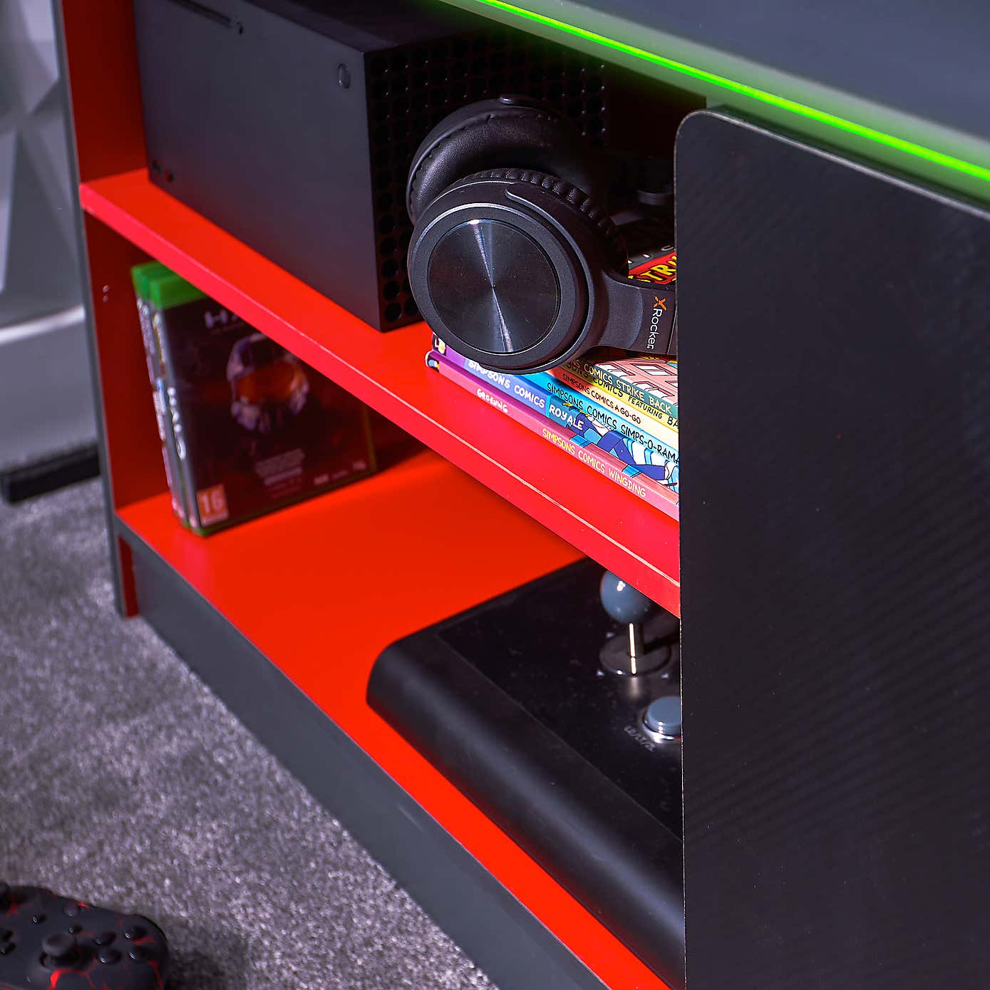 X Rocker White Carbon Tek TV Media Cabinet with Neo Fibre LED