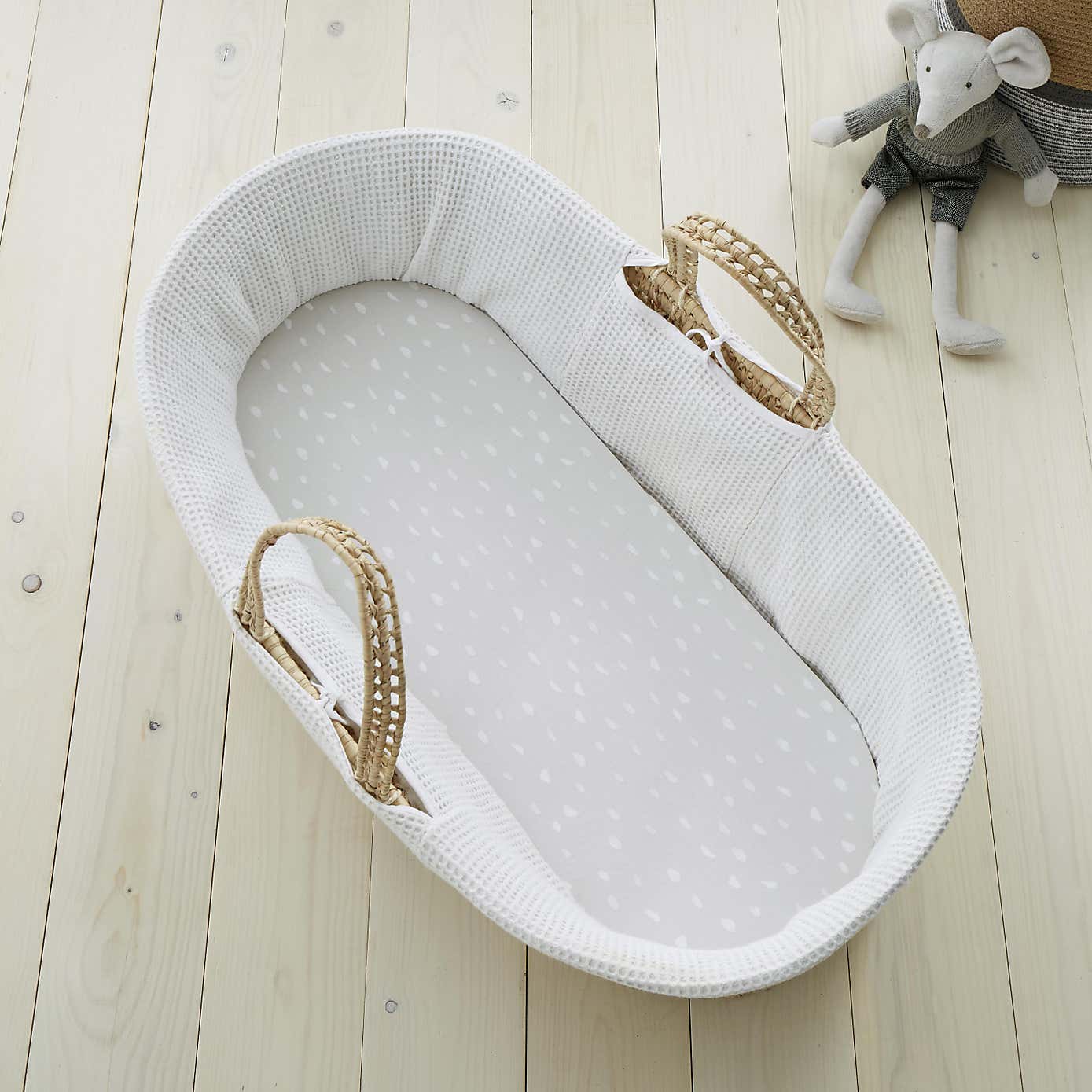 Set of 2 Spotted 100% Cotton Jersey Fitted Sheets