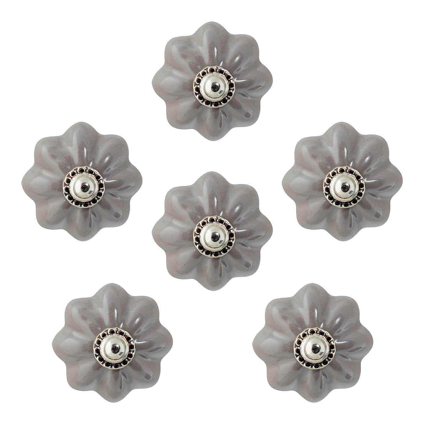 Pack of 6 Nicola Spring Flower Shaped Drawer Knobs
