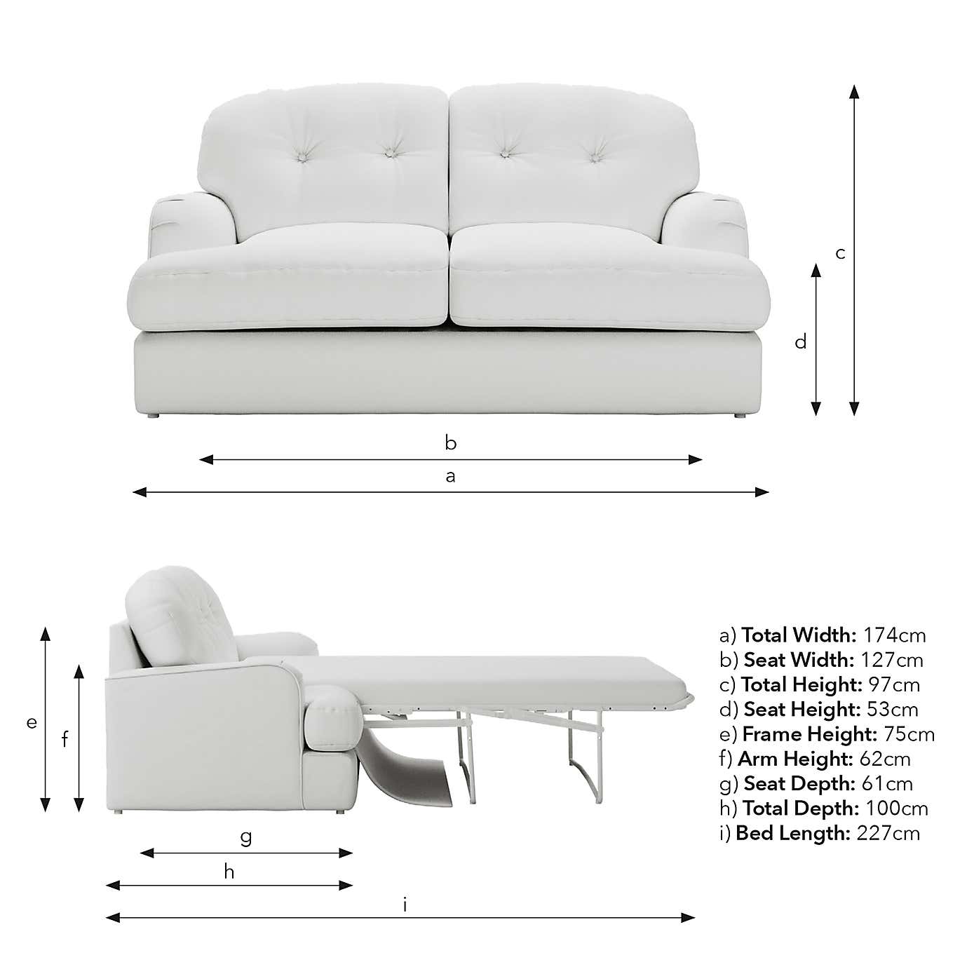 Martha Slub Faux Linen 2 Seater Double Sofa Bed