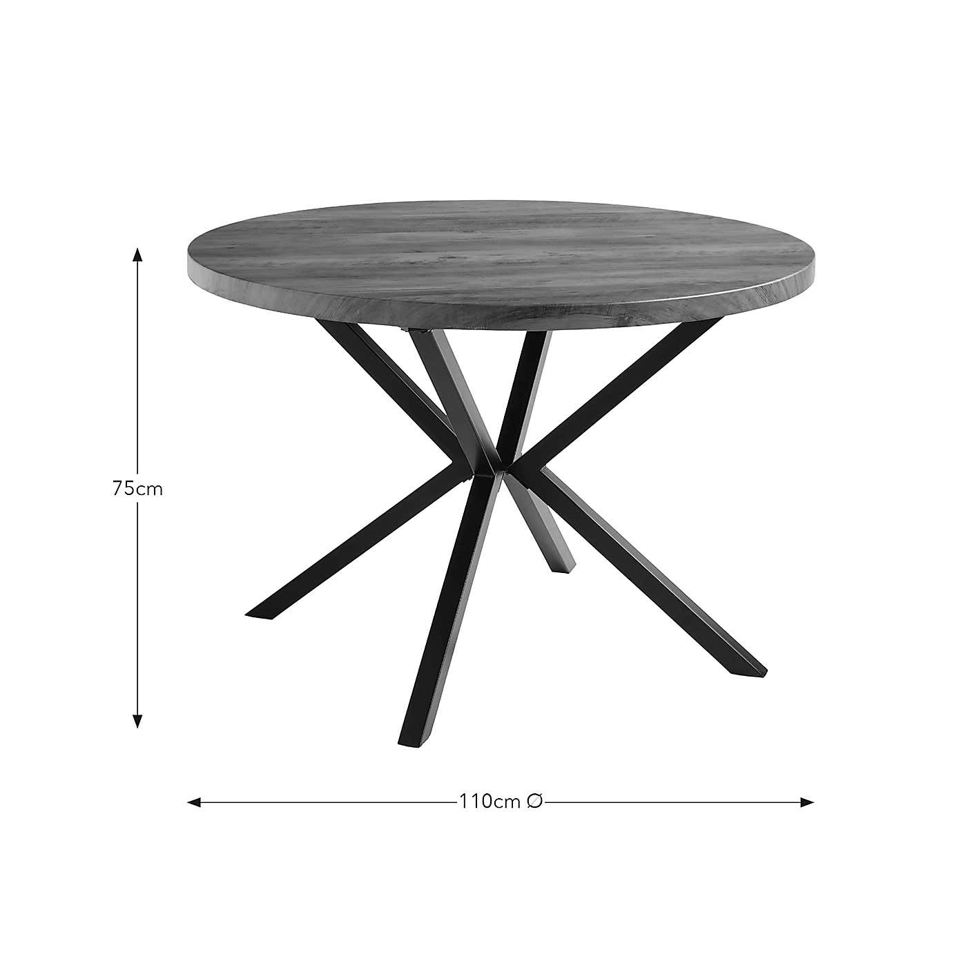 Ezra Round 4 Seater Dining Table, Rustic Wood Effect