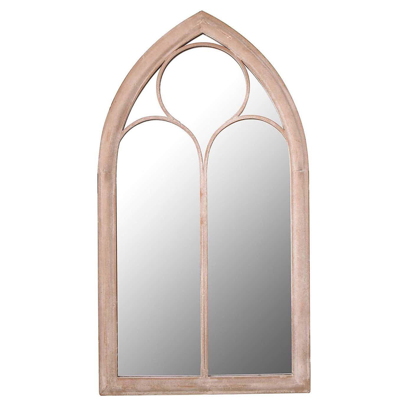 Sassetti Distressed Arched Window Indoor Outdoor Wall Mirror