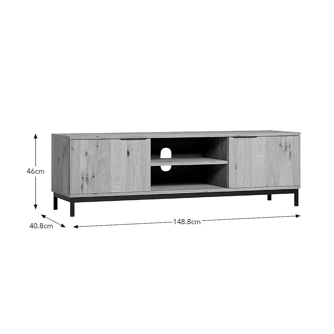 Reynolds Wide TV Unit for TVs up to 60", Rustic Oak Effect   