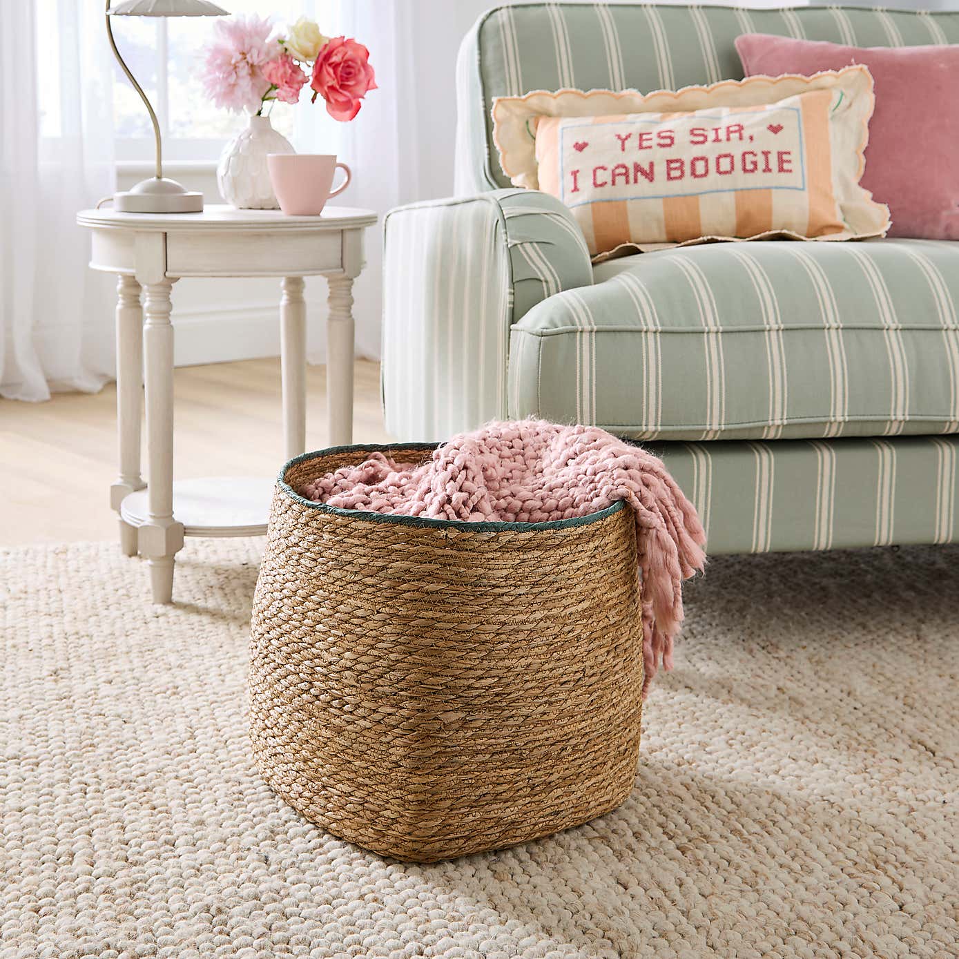 Rush Storage Basket with Trim