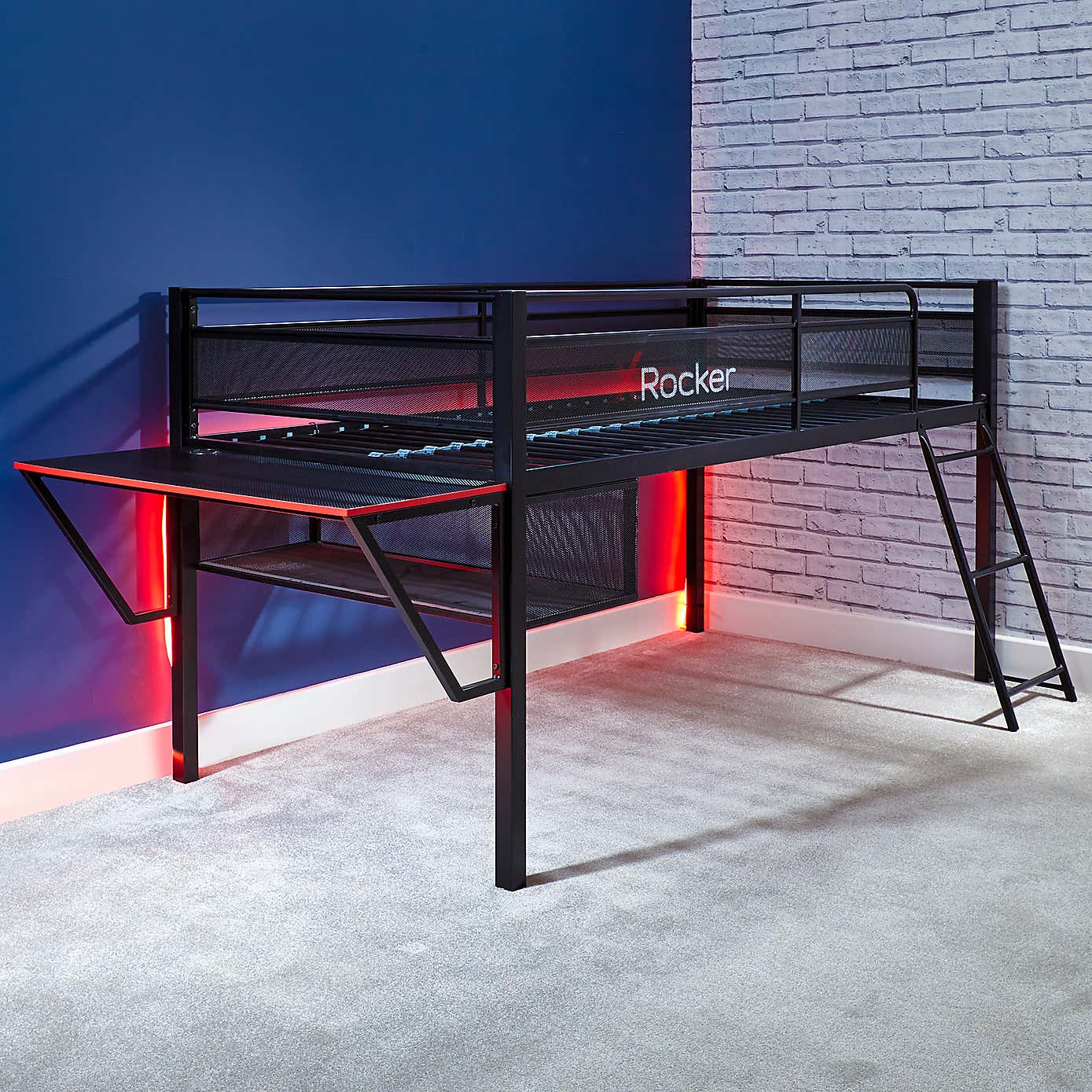 X Rocker Sanctum Gaming Mid Sleeper Bunk Bed with Desk
