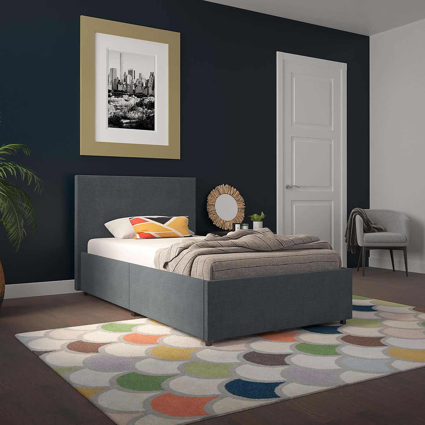 Novogratz Kelly Linen 2 Drawer Bed