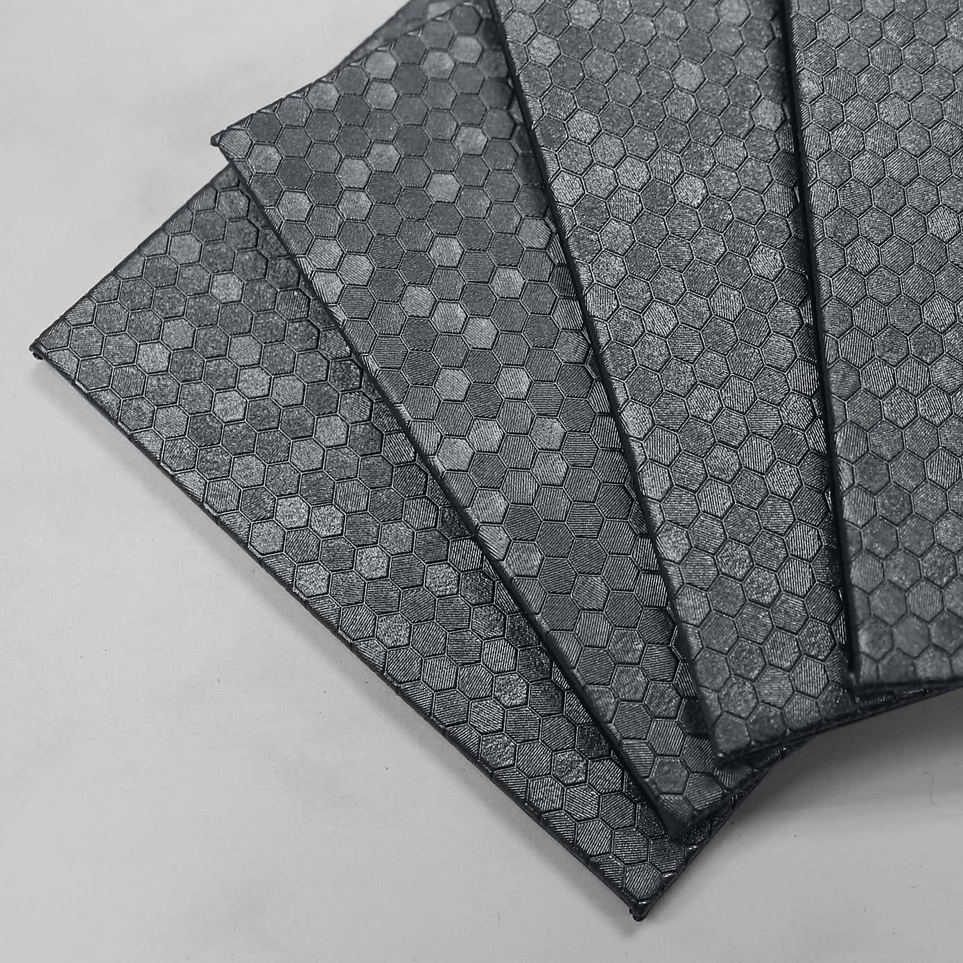 Set of 4 Silver Honeycomb Faux Leather Coasters