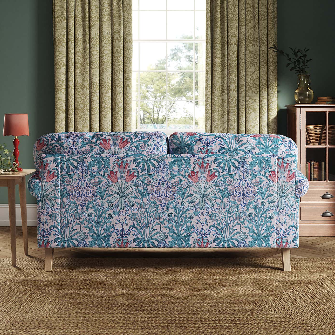 Jolene William Morris Woodland Weeds Print Velvet 3 Seater Sofa