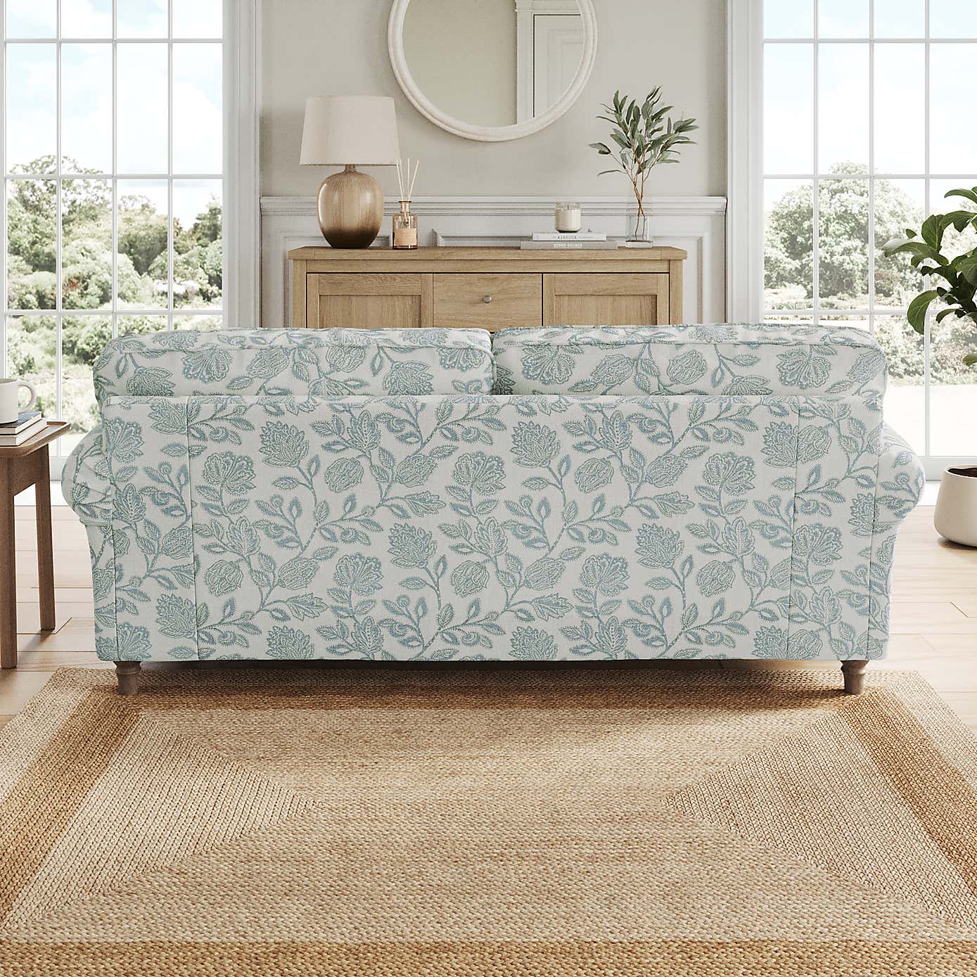 Flori 3 Seater Sofa, Floral Print Fabric