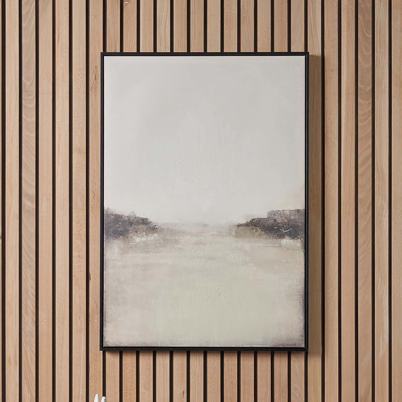 Grey and White Abstract Framed Canvas
