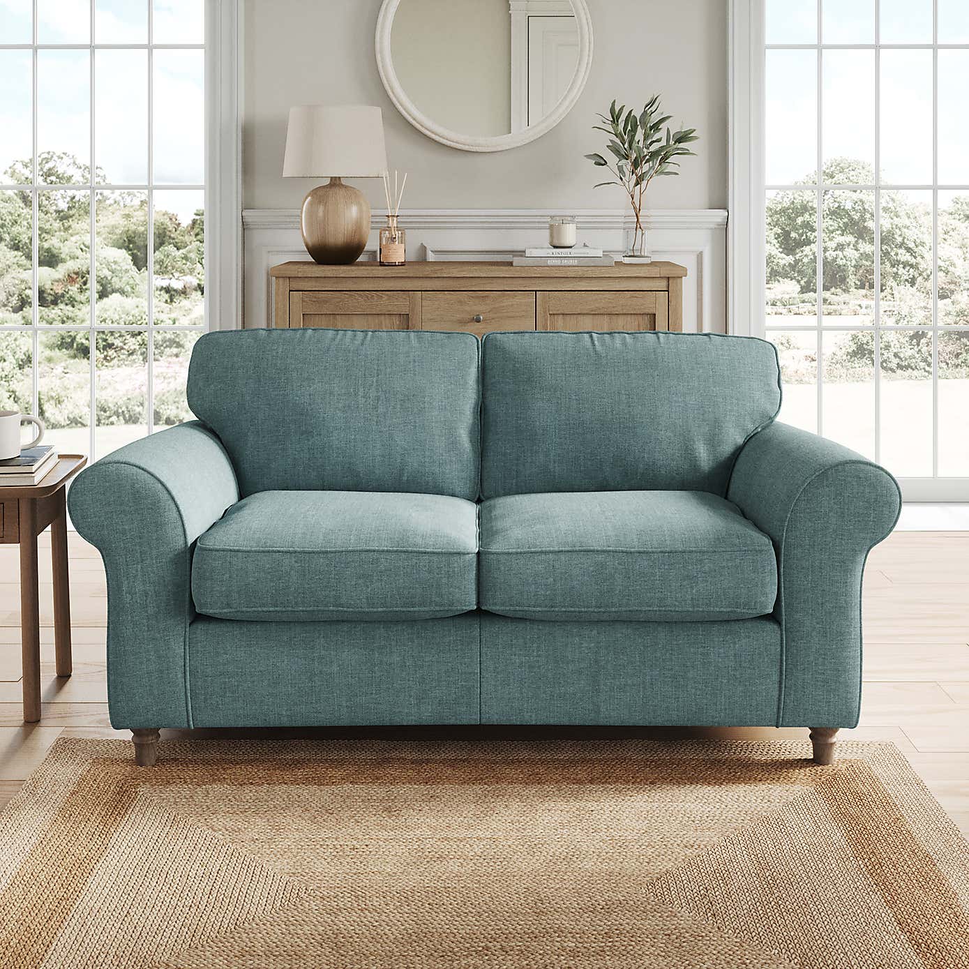 Flori 2 Seater Sofa, Tonal Plush Chenille