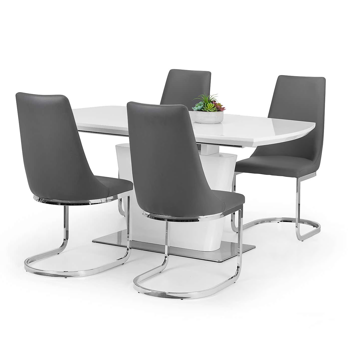 Como Set of 2 Dining Chairs Grey PU Leather