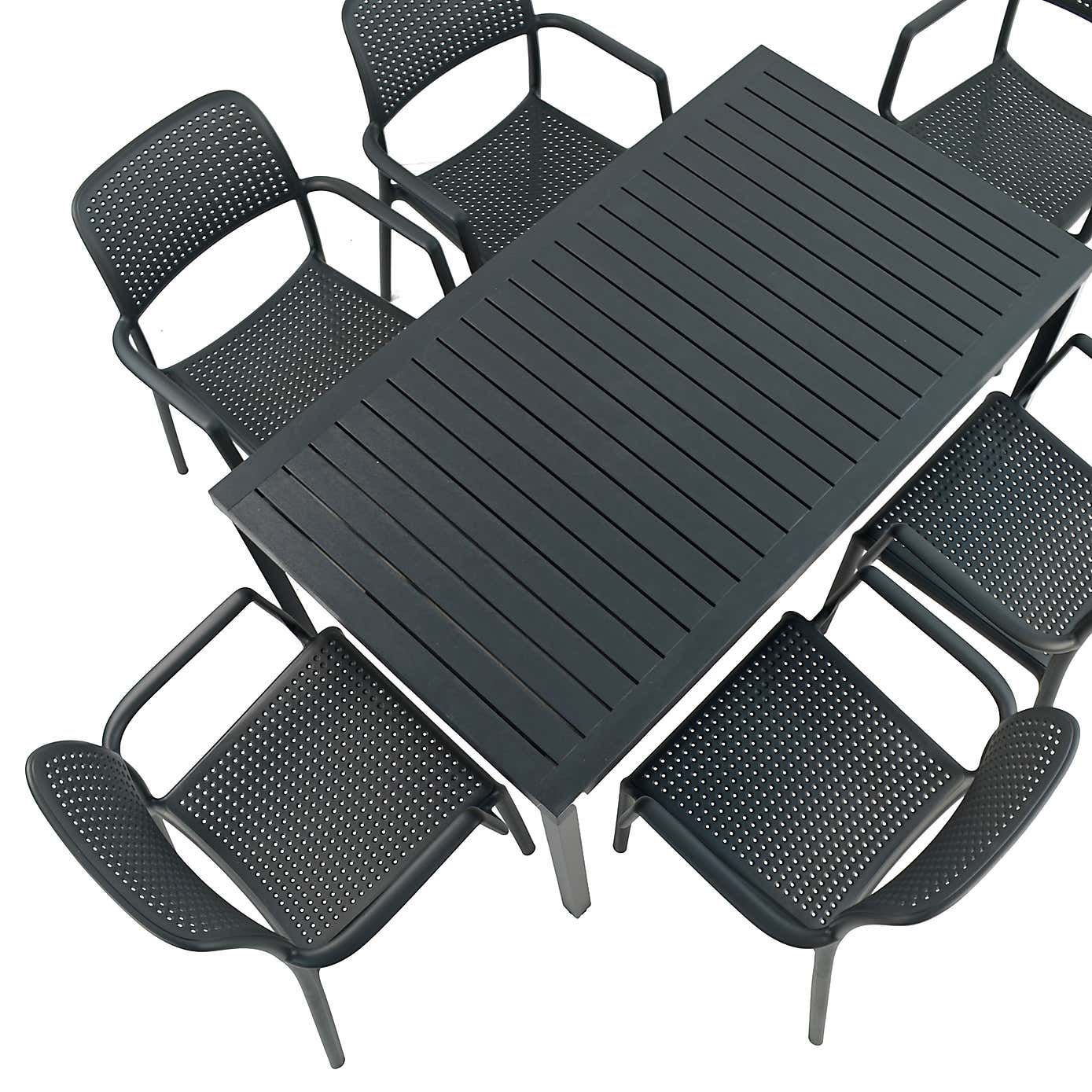 Cube Dining Table with 6 Bora Chair Set Anthracite