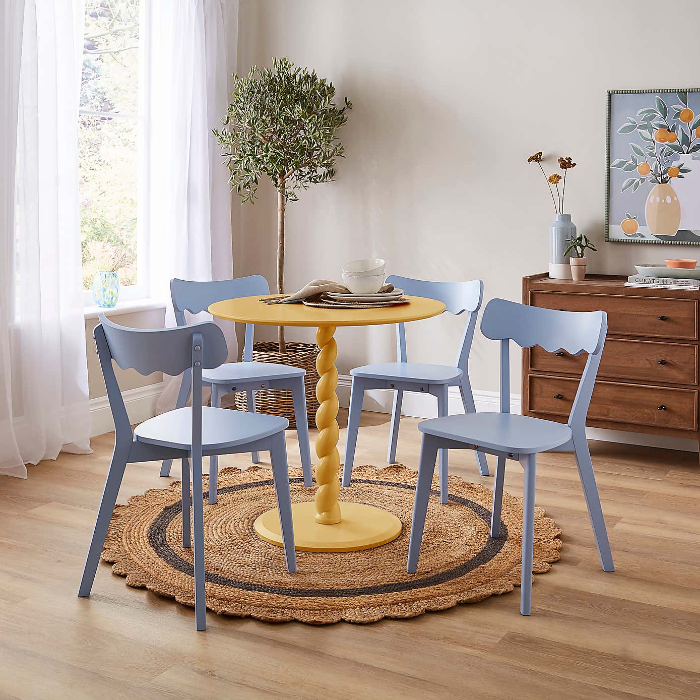 Fifi 4 Seater Round Dining Table, Pine Wood
