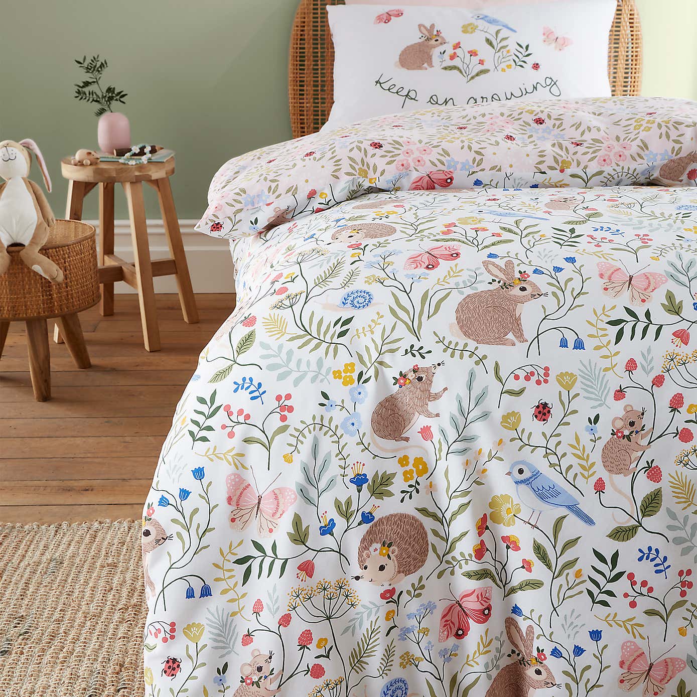 RHS Garden Animals Multicoloured Reversible Duvet Cover and Pillowcase Set