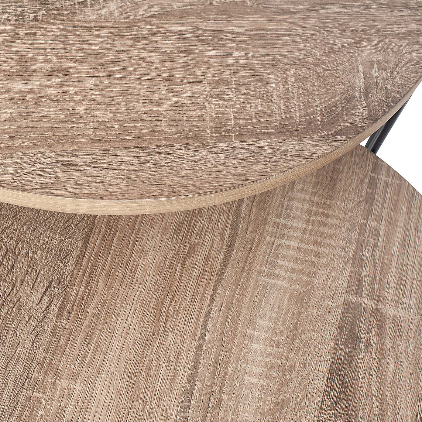 Pacific Atri Set of 2 Nest of Side Tables, Light Wood Effect