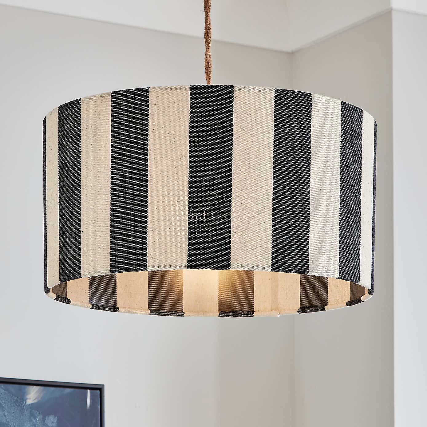 Beatrice Stripe Shallow Drum Lamp Shade