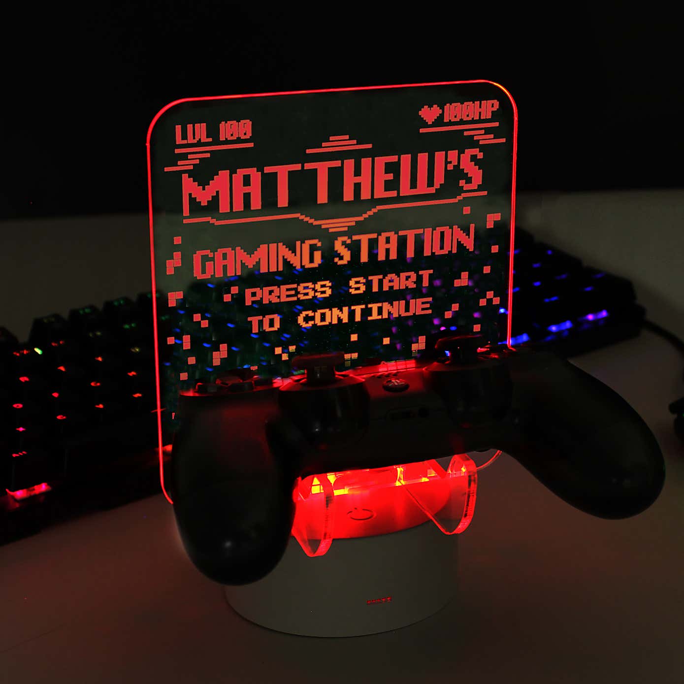 Personalised Gaming Controller Holder Colour Changing LED Light