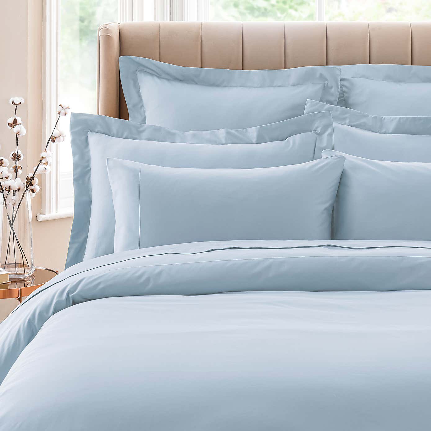 Dorma 300 Thread Count 100% Cotton Sateen Plain Cuffed Pillowcase