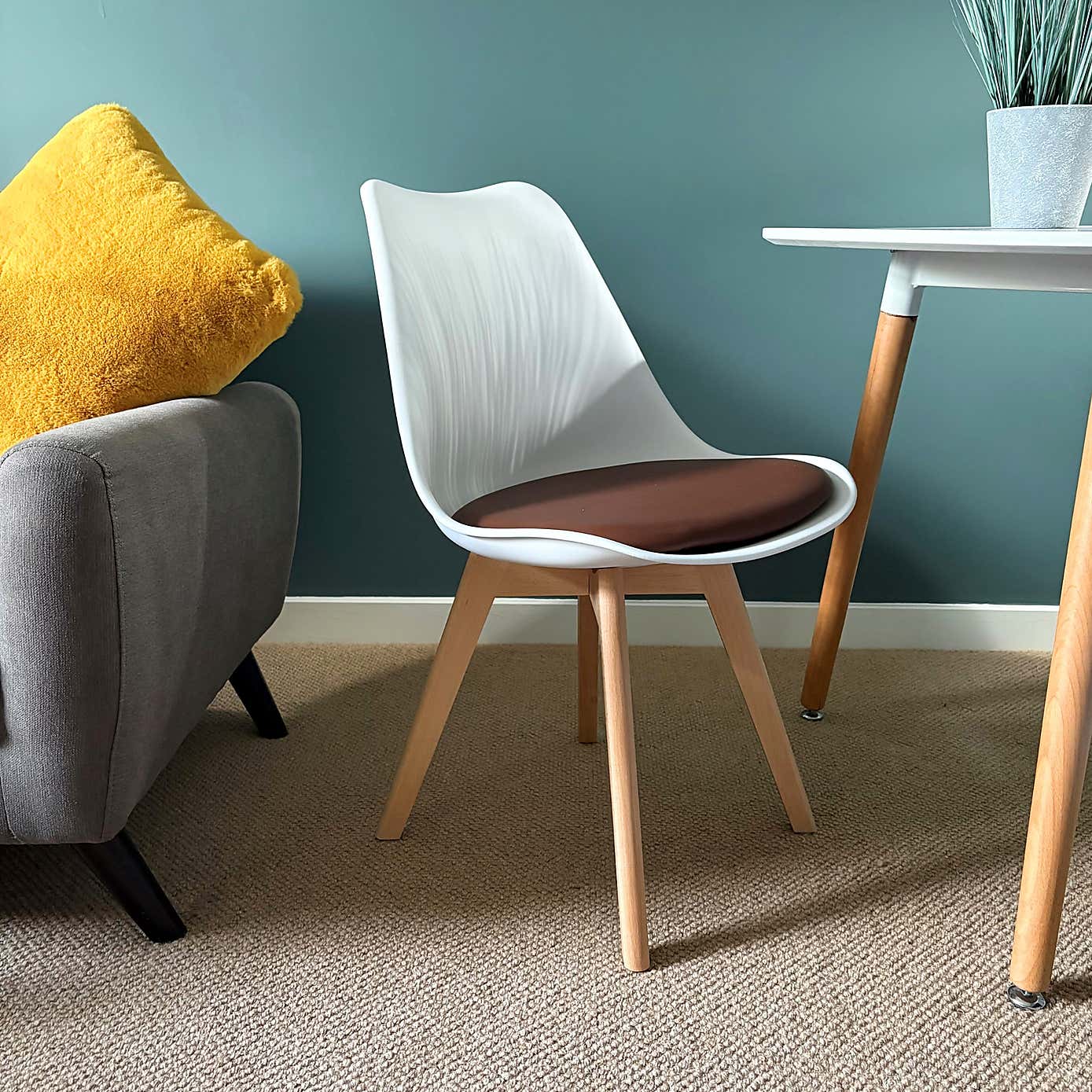 Fusion Living Soho White Plastic Dining Chair with Squared Legs