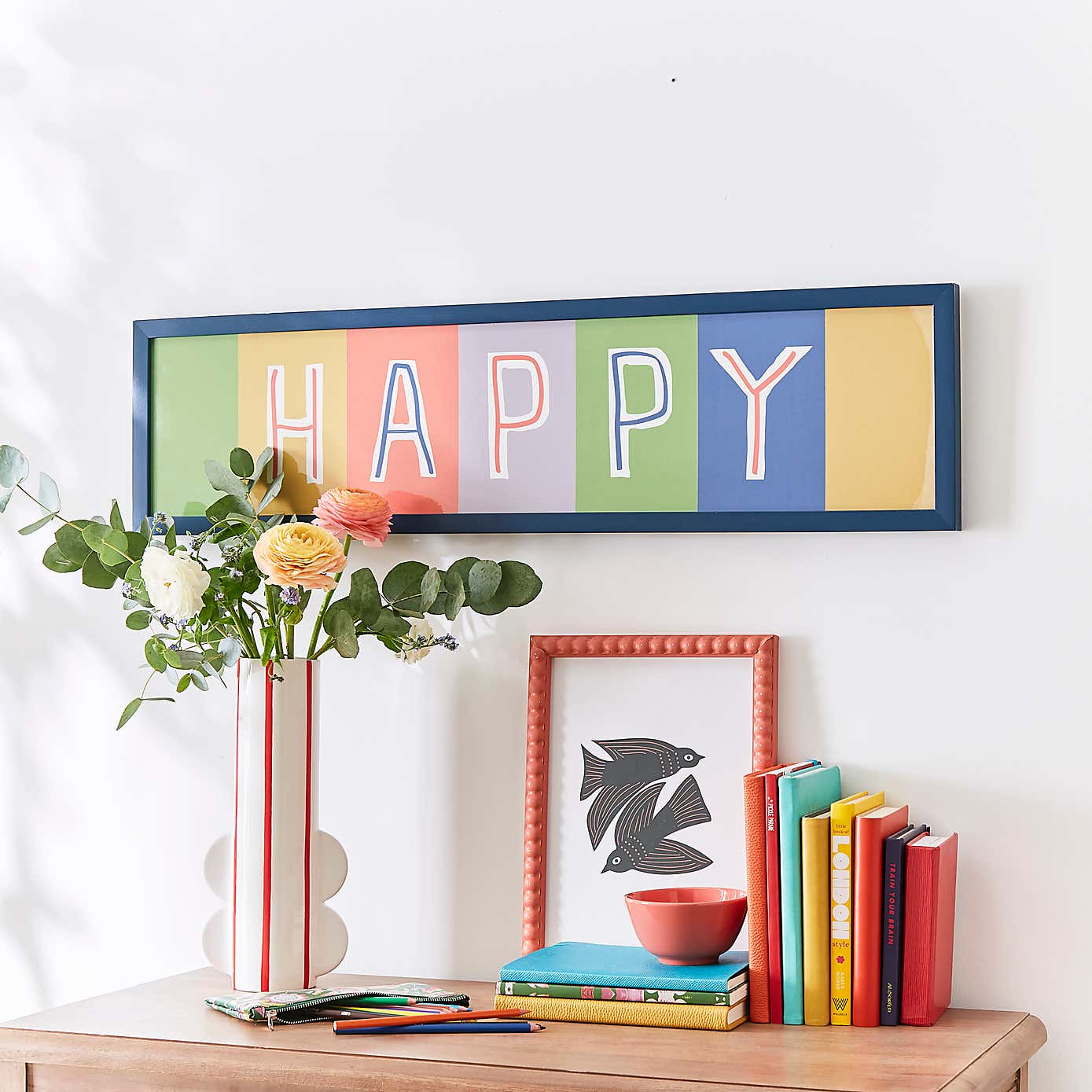 Happy Framed Print 85x22cm