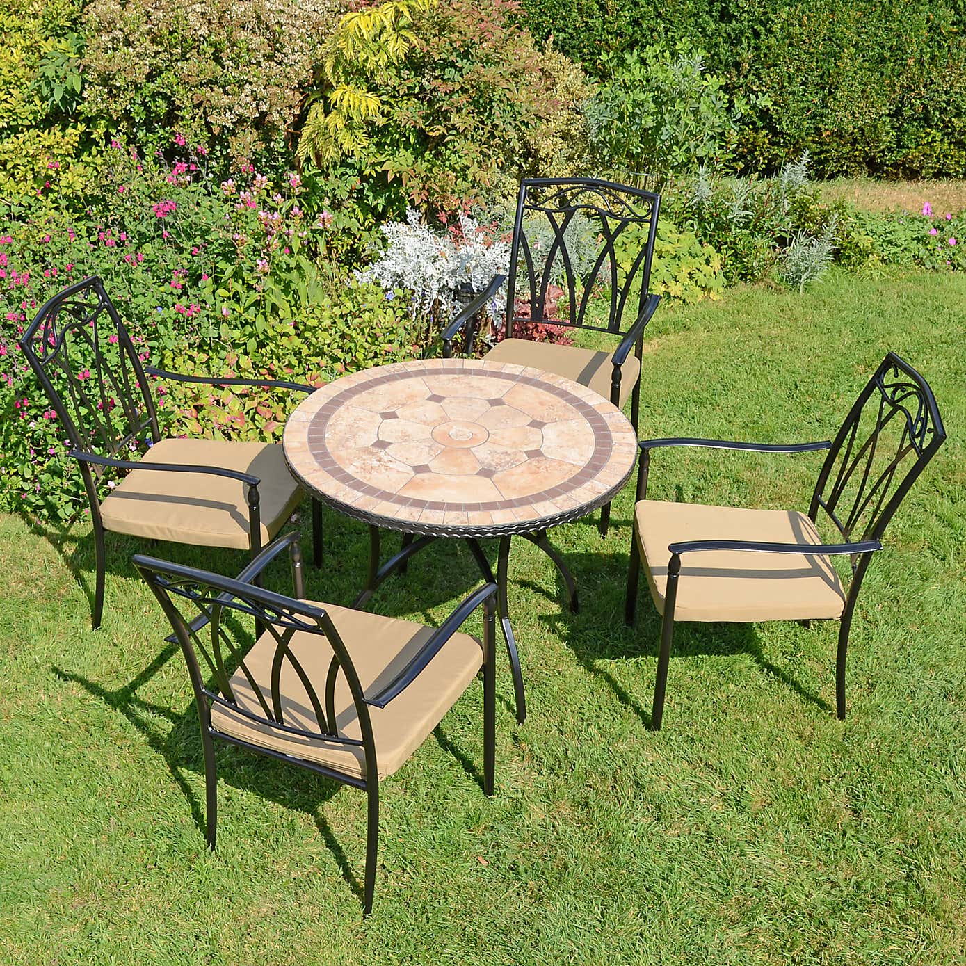 Riverside 91cm Patio Table Set with 4 Austin Chairs