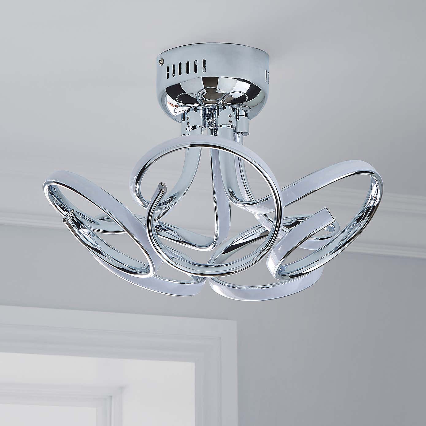 Cortez 5 Light Integrated LED Swirl Semi-Flush Ceiling Fitting