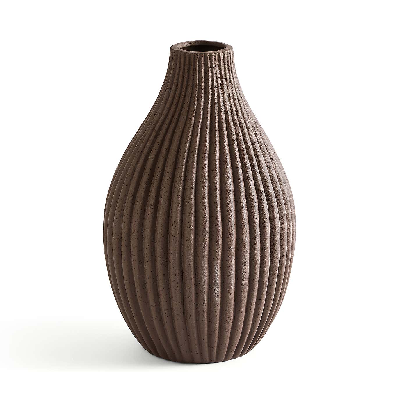 Ribbed Stone Bottle Vase