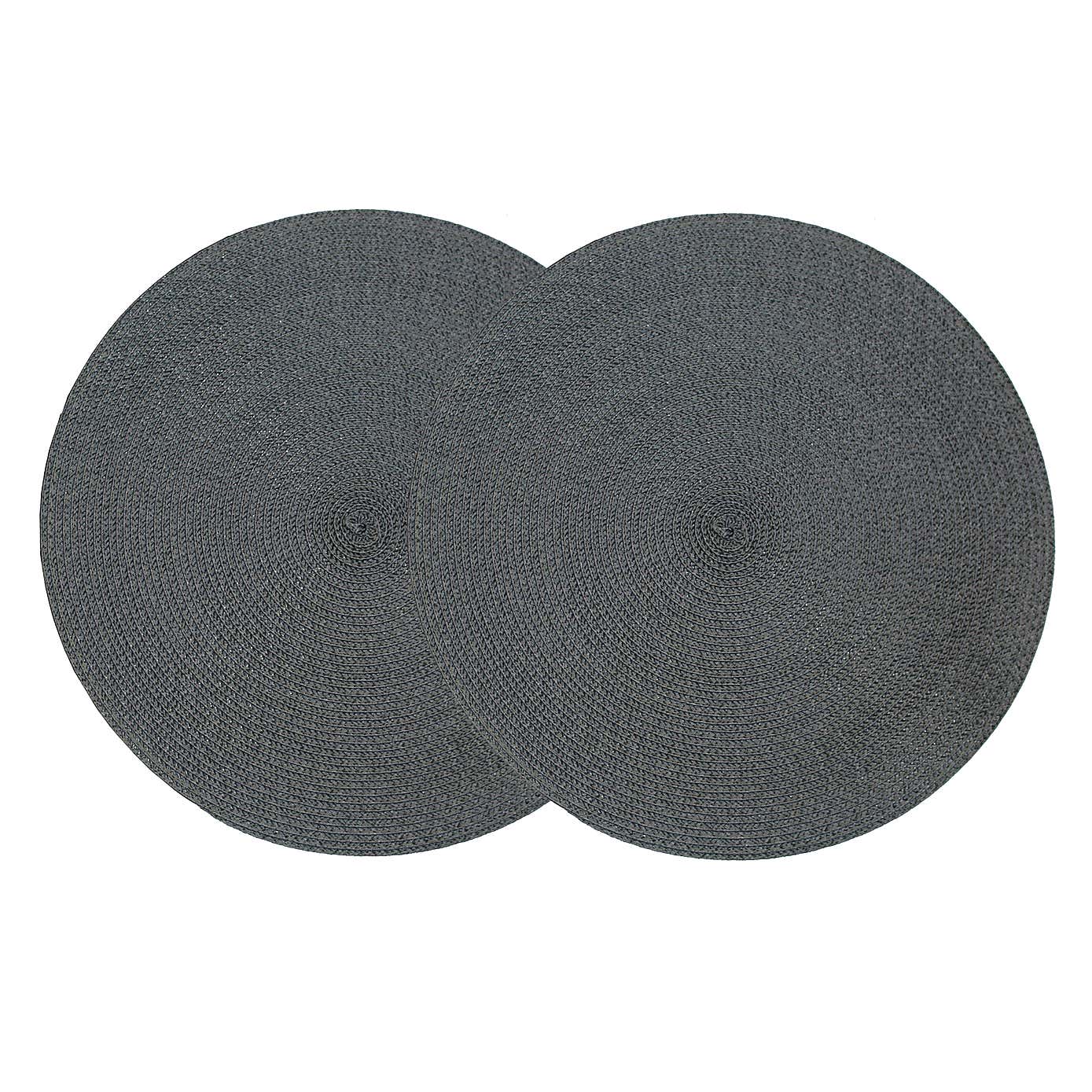 Pack Of Two Woven Round Silver Placemats