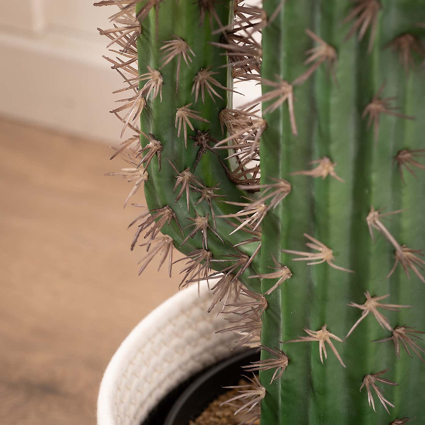 Artificial Cactus in Black Plastic Plant Pot
