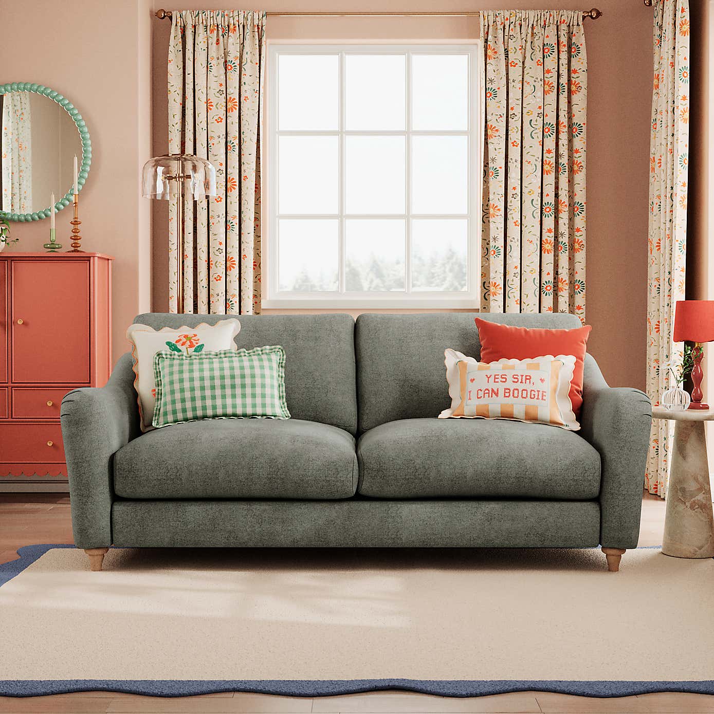 Hattie Tonal Plush Chenille 3 Seater Sofa