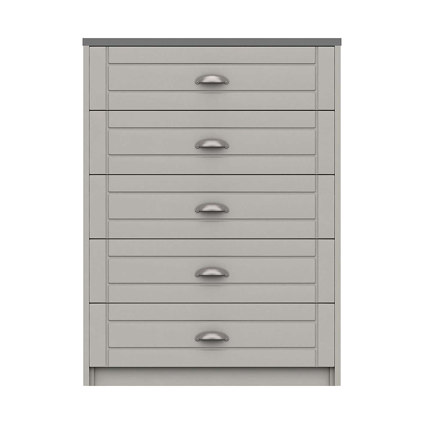 Darwin White and Oak Effect 5 Drawer Chest