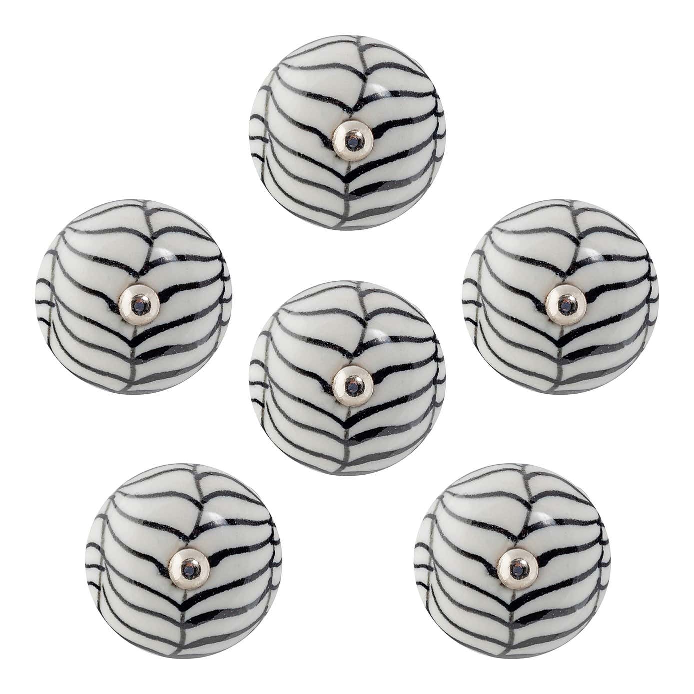 Set of 6 Nicola Spring Black Fern Round Drawer Knobs