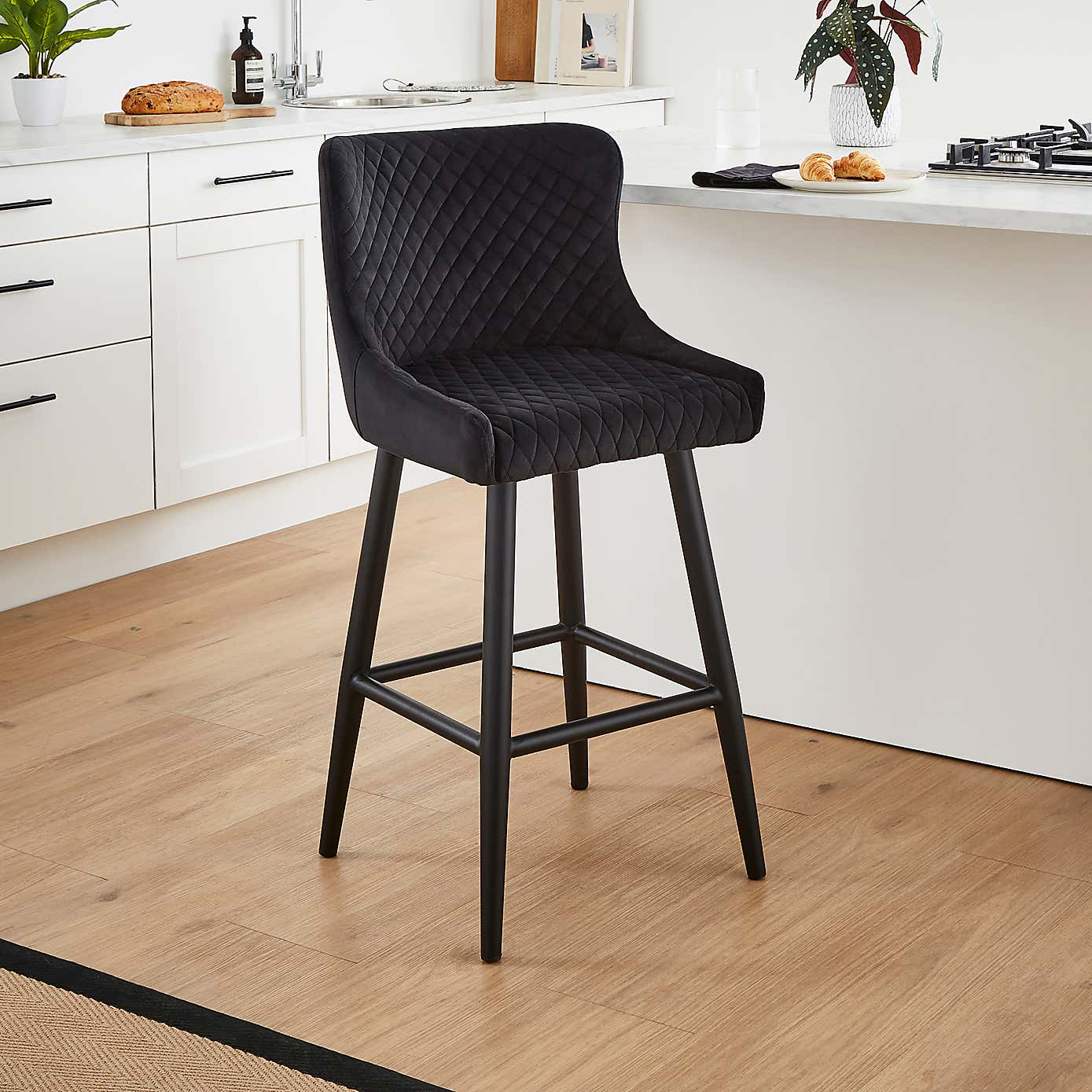 Montreal Bar Stool Charcoal Velvet