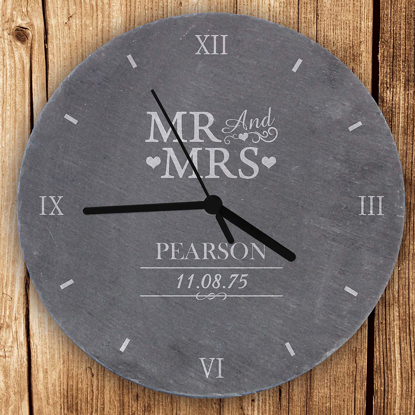 Personalised Mr and Mrs Slate Clock