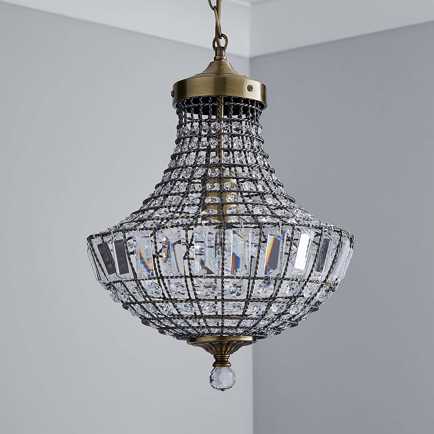 Knightsbridge Crystal Antique Brass Chandelier