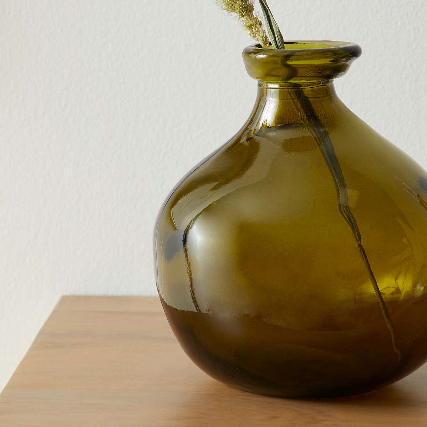 Recycled Glass Vase 18cm Olive