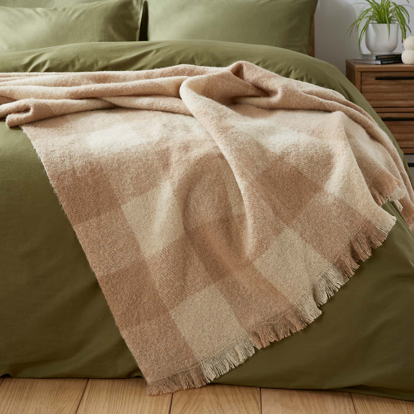 Cabin Check Faux Mohair Throw 235cm x 235cm