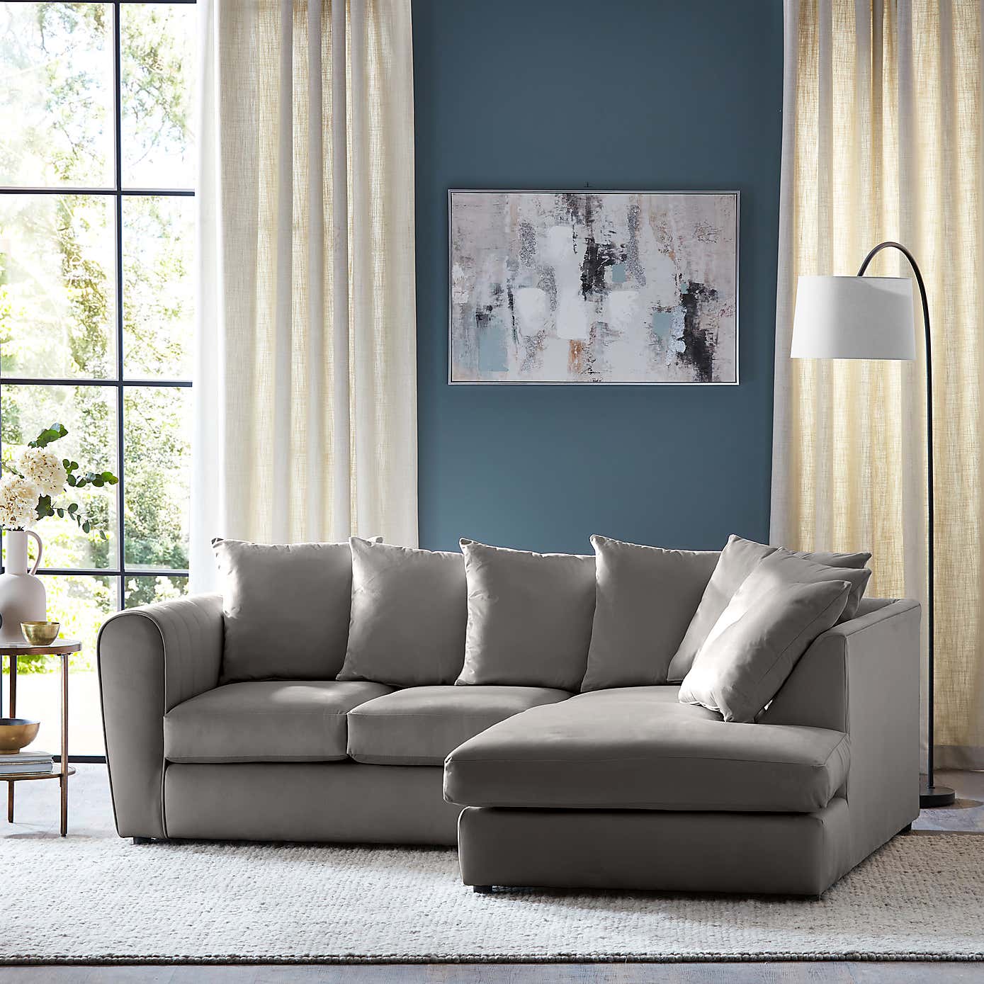 Blake Opulent Velvet Curved Quilted Arm Corner Sofa