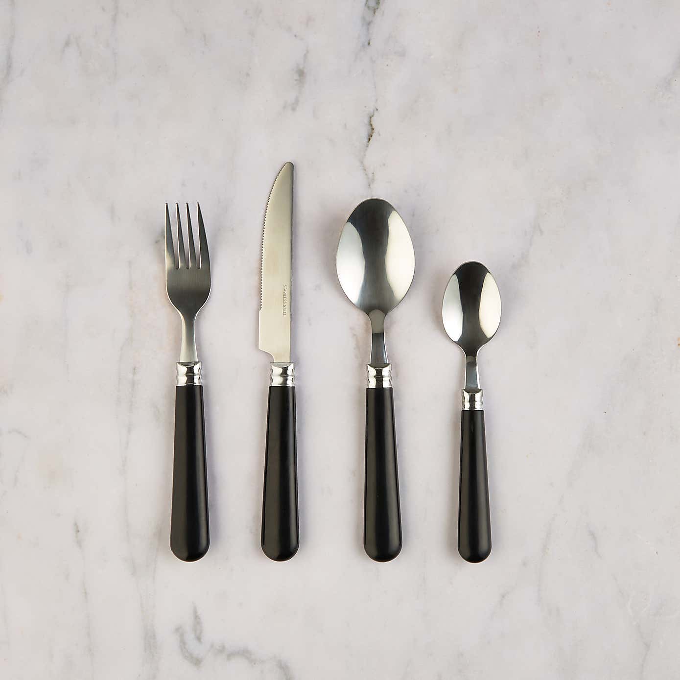 16 Piece Black Cutlery Set